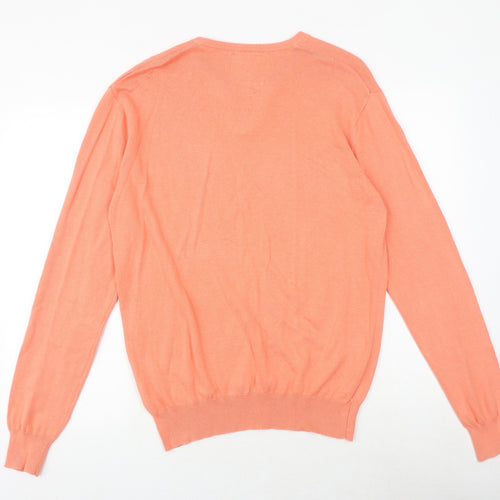 Rivaldi Mens Pink Round Neck Cotton Pullover Jumper Size XL Long Sleeve
