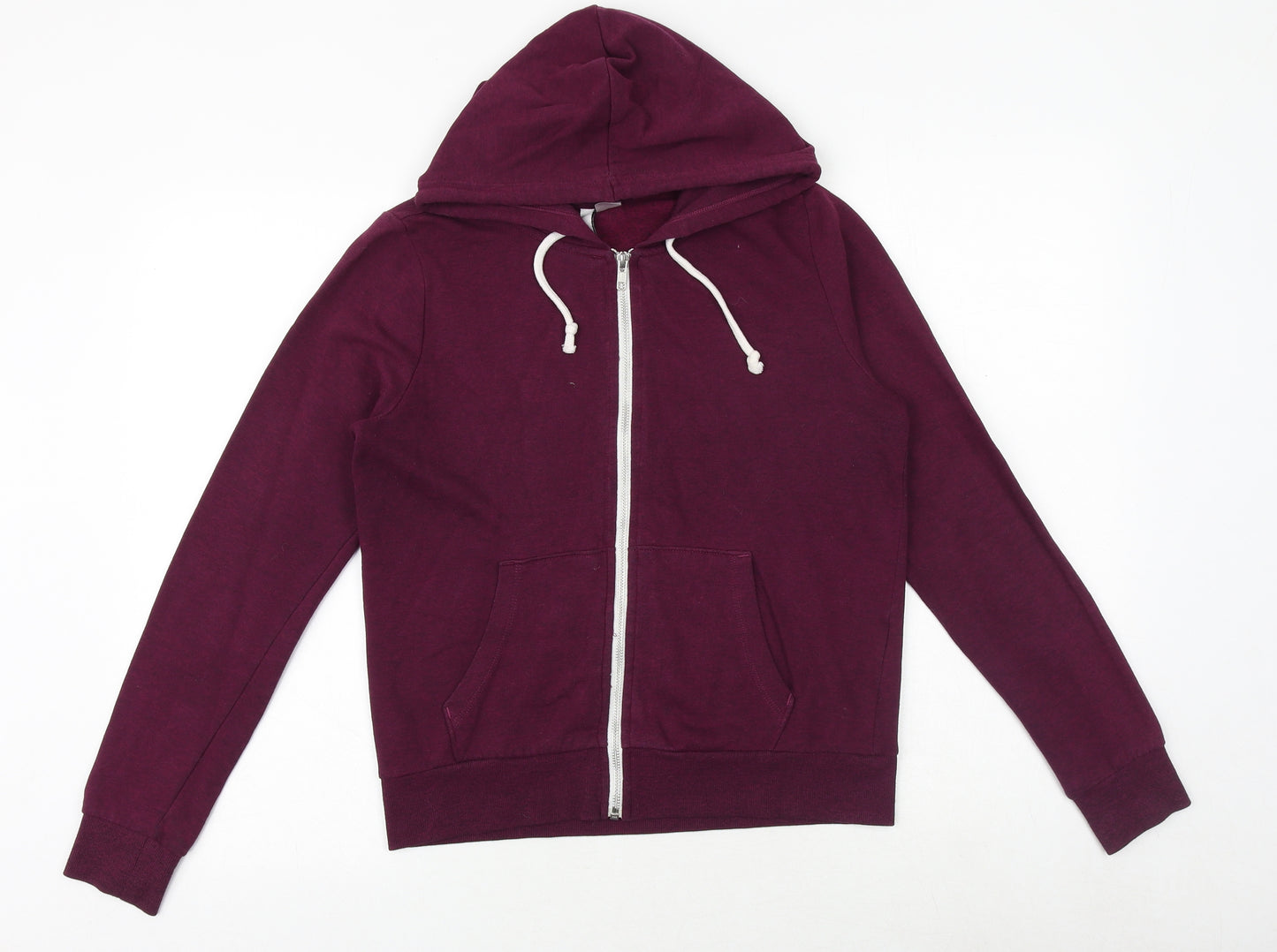 H&M Womens Purple Cotton Full Zip Hoodie Size S Zip