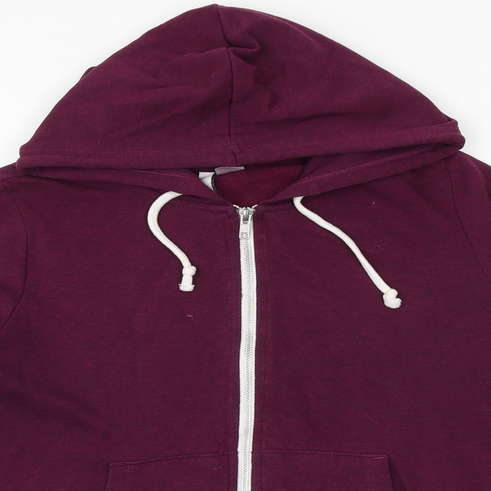 H&M Womens Purple Cotton Full Zip Hoodie Size S Zip
