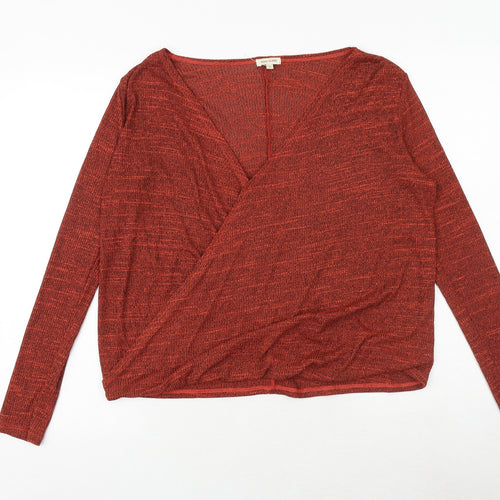 River Island Womens Orange Geometric Polyester Basic Blouse Size 10 V-Neck
