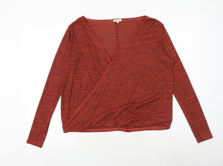 River Island Womens Orange Geometric Polyester Basic Blouse Size 10 V-Neck
