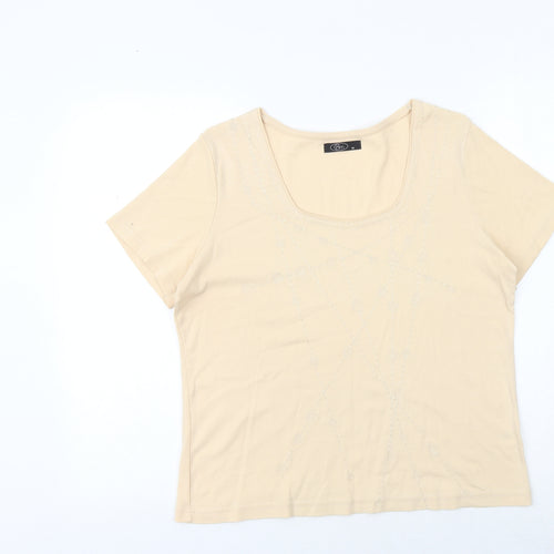 Bonmarché Womens Ivory 100% Cotton Basic T-Shirt Size M Square Neck