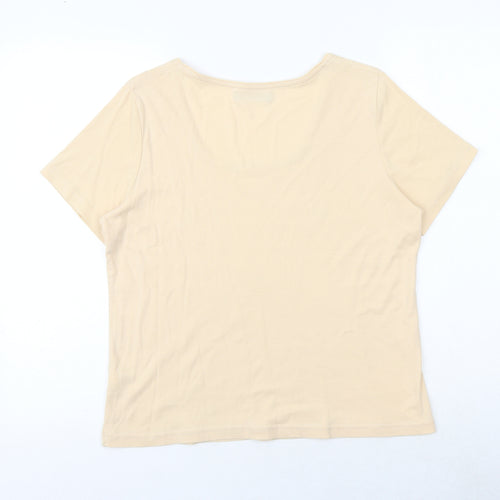 Bonmarché Womens Ivory 100% Cotton Basic T-Shirt Size M Square Neck