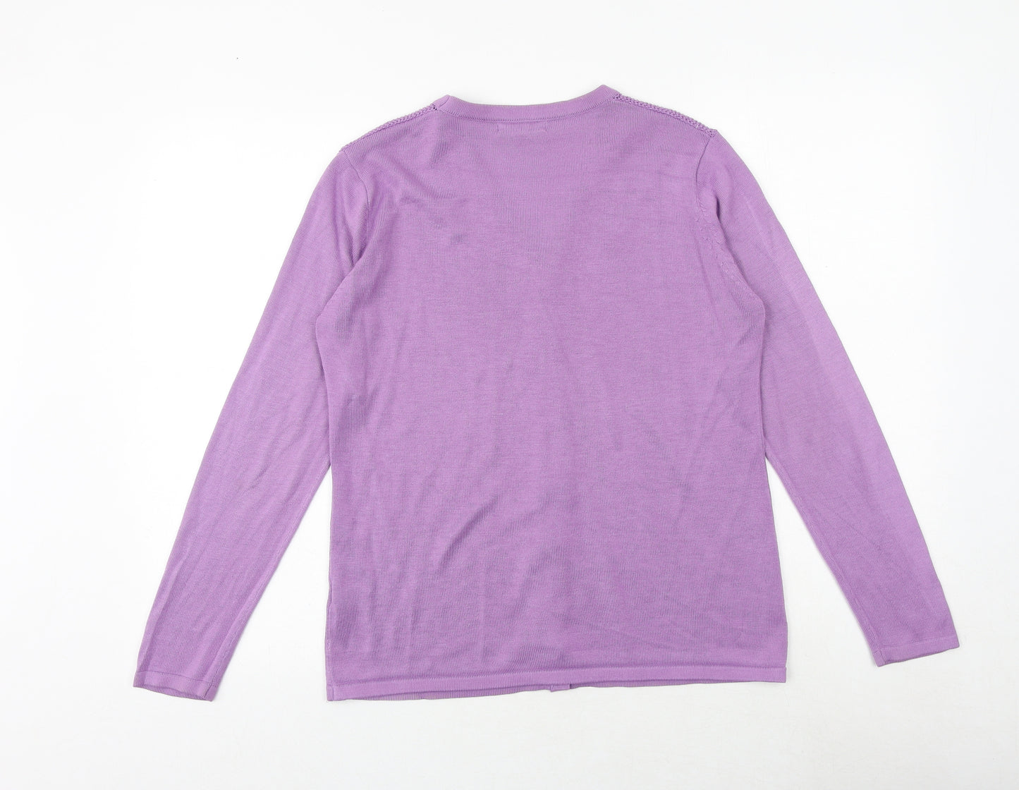 Bonmarché Womens Purple V-Neck Acrylic Cardigan Jumper Size S