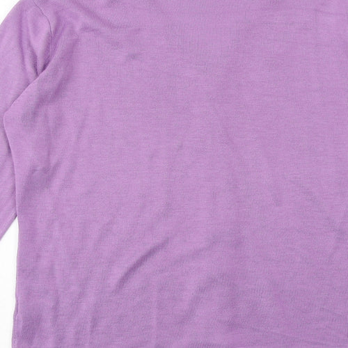 Bonmarché Womens Purple V-Neck Acrylic Cardigan Jumper Size S