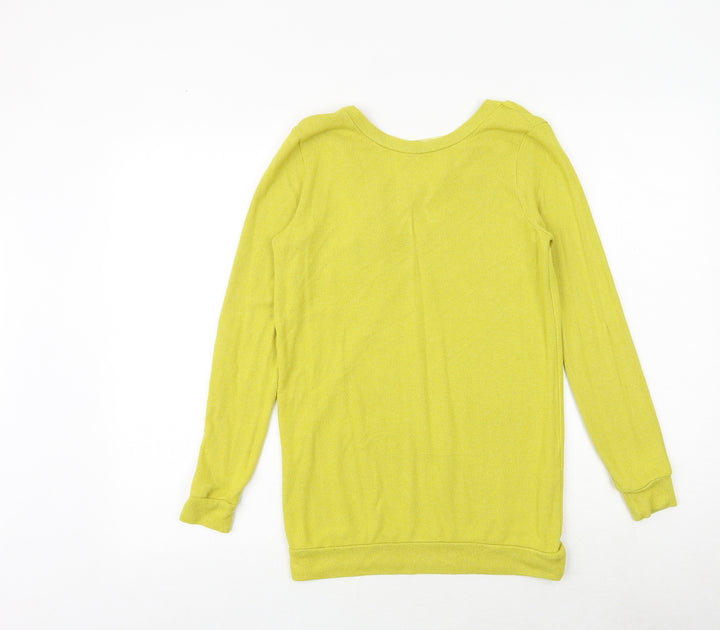 River Island Womens Yellow Round Neck Viscose Pullover Jumper Size 6