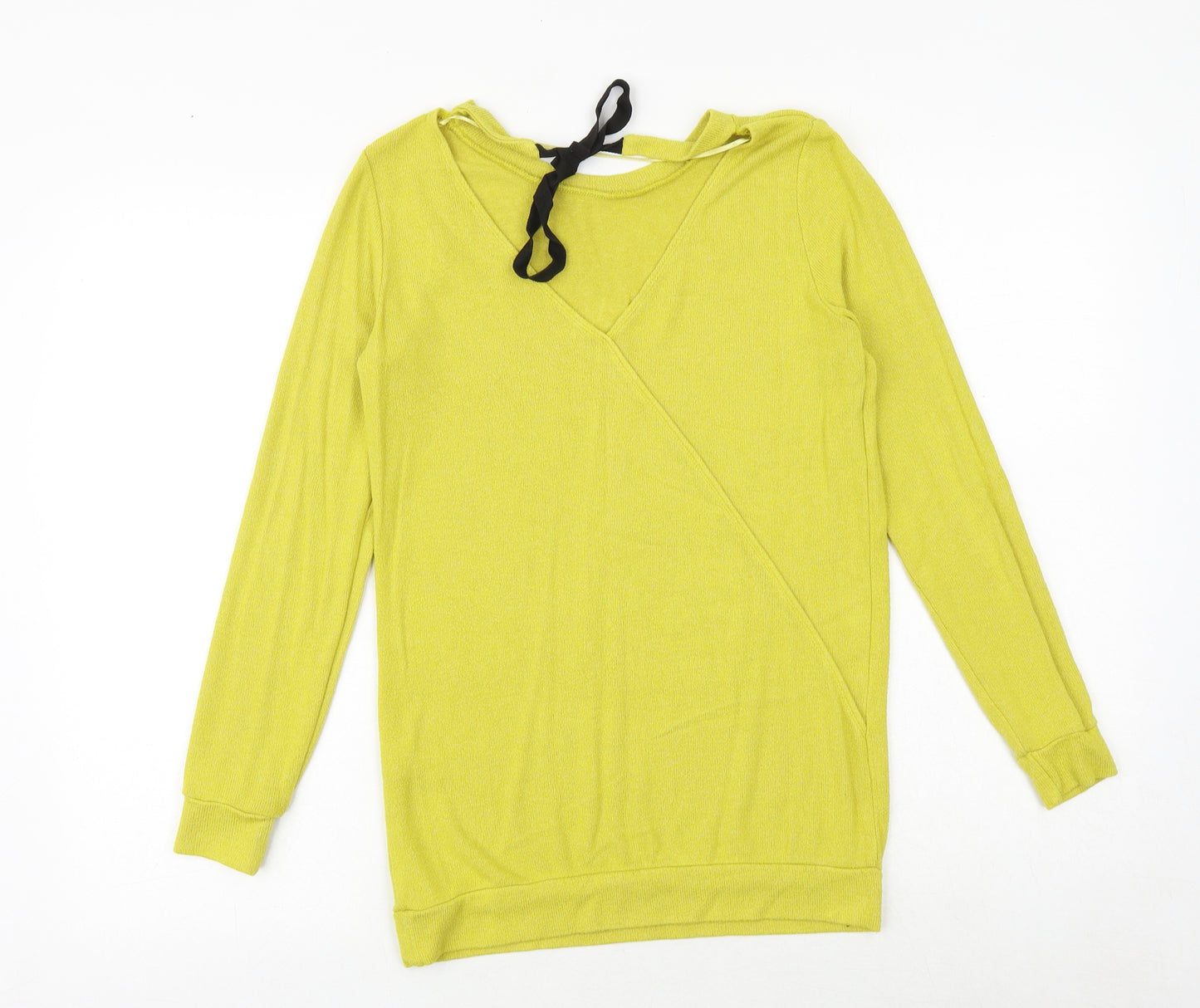 River Island Womens Yellow Round Neck Viscose Pullover Jumper Size 6