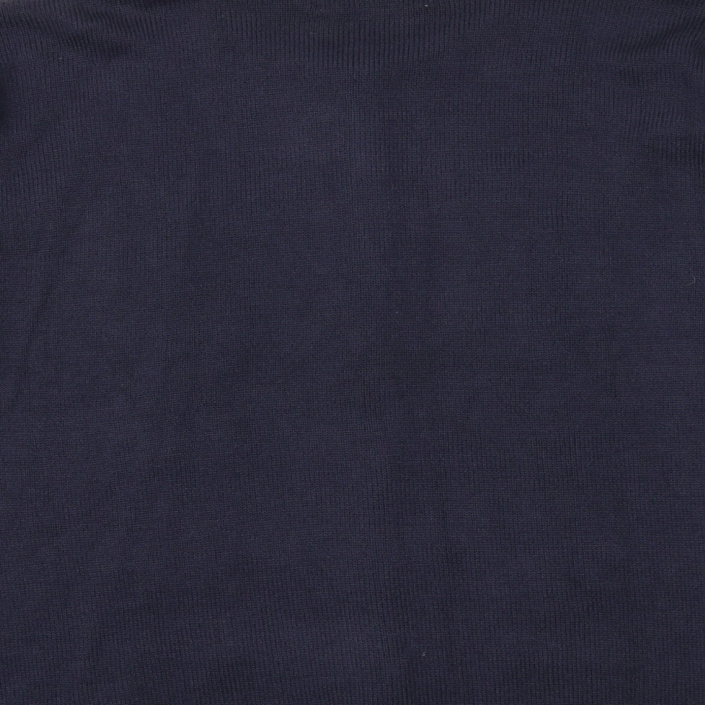 EWM Womens Blue Round Neck Acrylic Cardigan Jumper Size M - Size 14-16