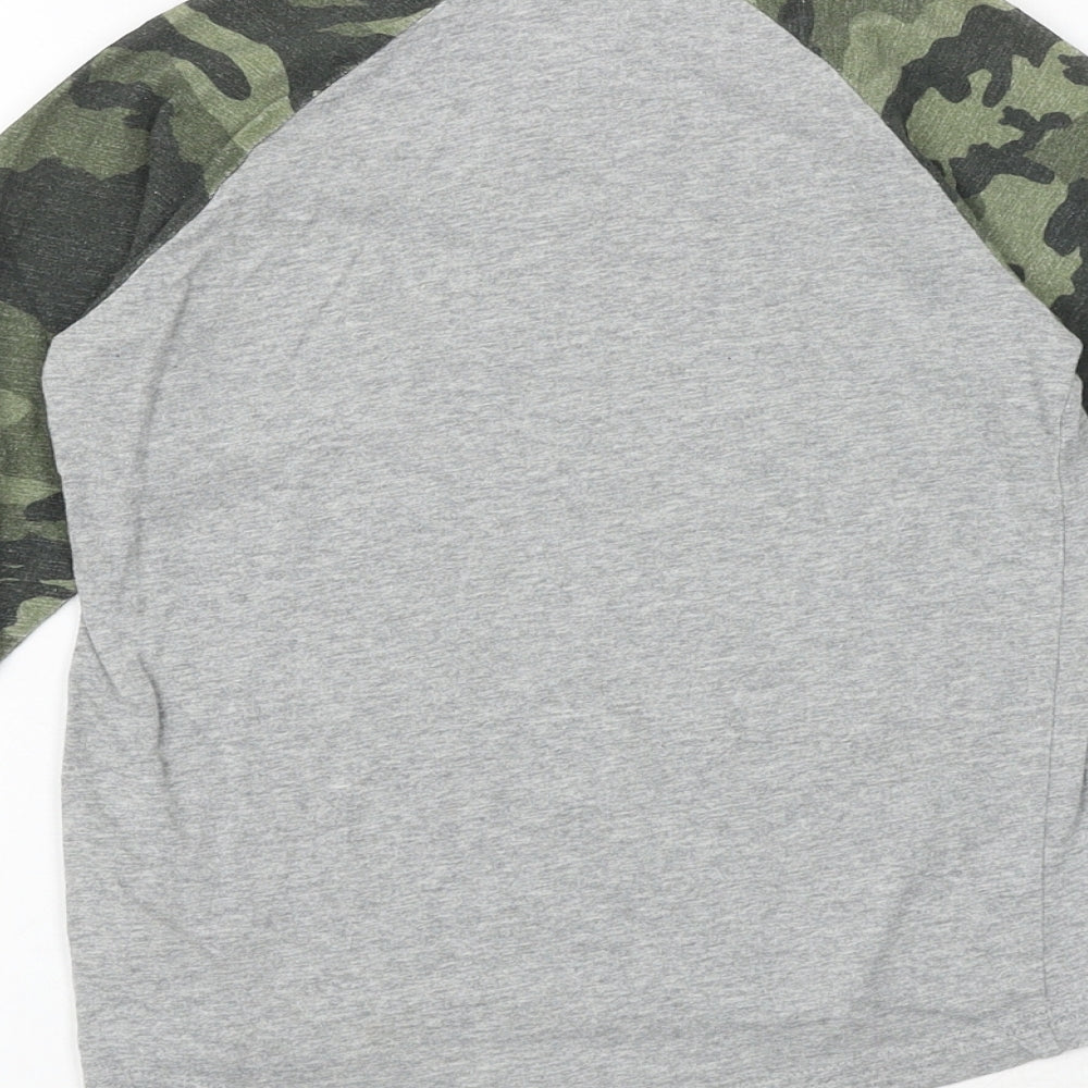 NEXT Boys Grey Camouflage 100% Cotton Basic T-Shirt Size 4 Years Round Neck Pullover - 49.2827N