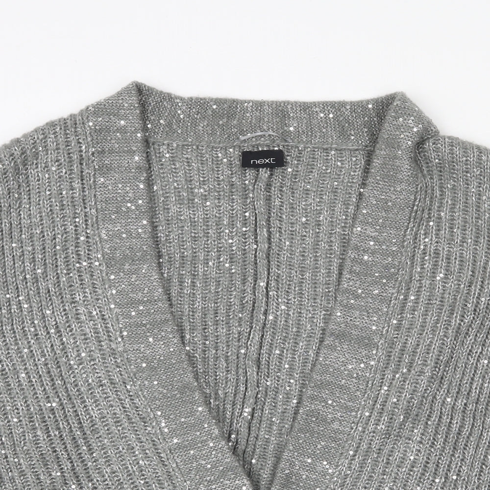 NEXT Womens Grey V-Neck Acrylic Cardigan Jumper One Size