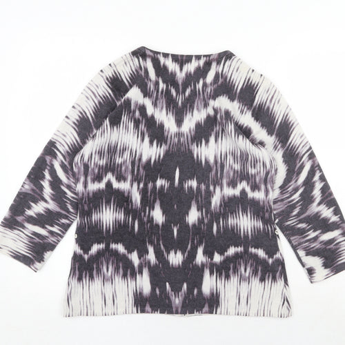 Susan Bristol Womens Multicoloured V-Neck Geometric Polyester Cardigan Jumper Size L