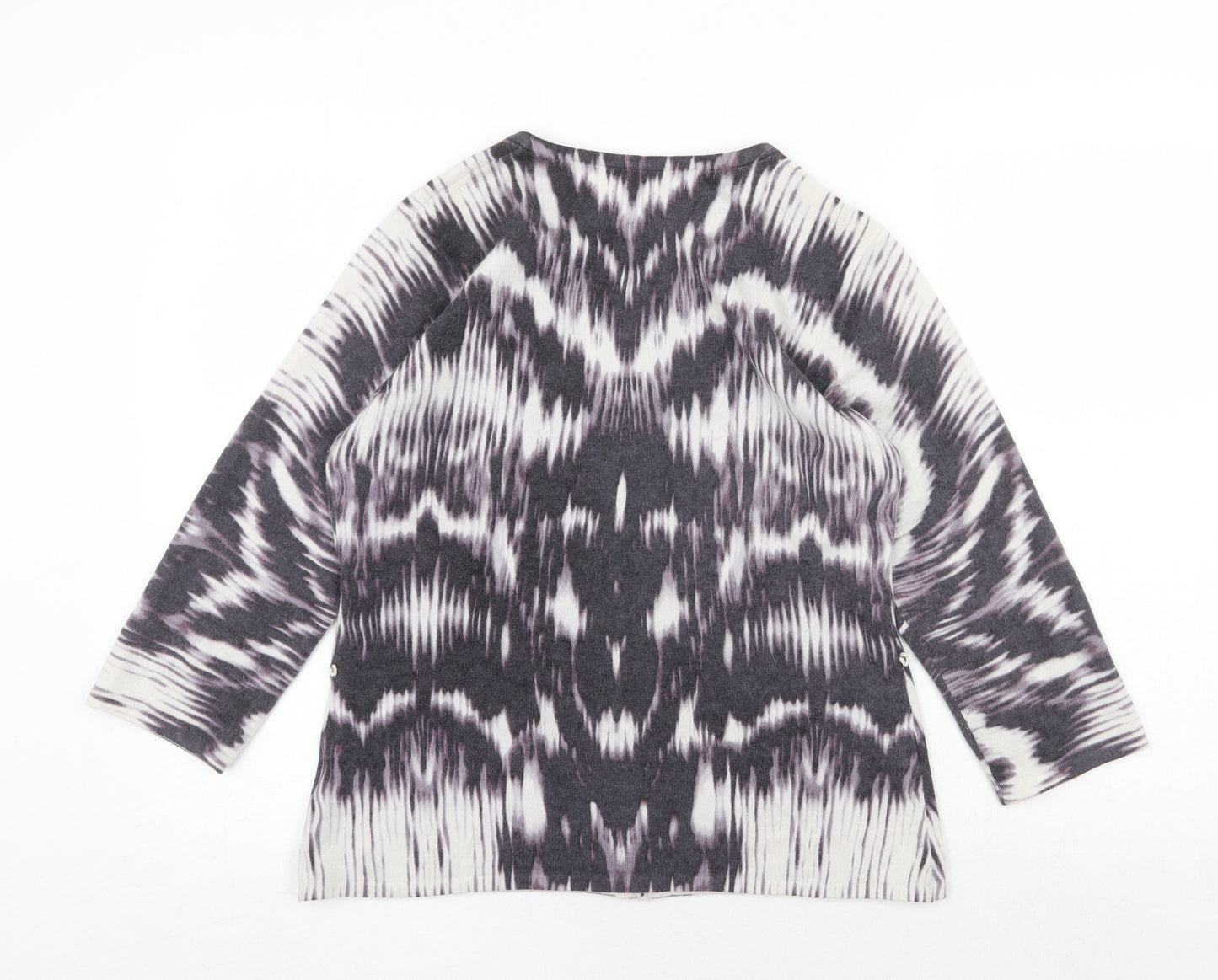 Susan Bristol Womens Multicoloured V-Neck Geometric Polyester Cardigan Jumper Size L