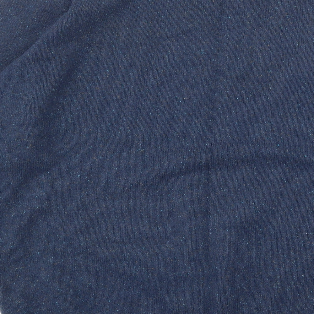 Austin Reed Mens Blue Round Neck Geometric Wool Pullover Jumper Size M Long Sleeve