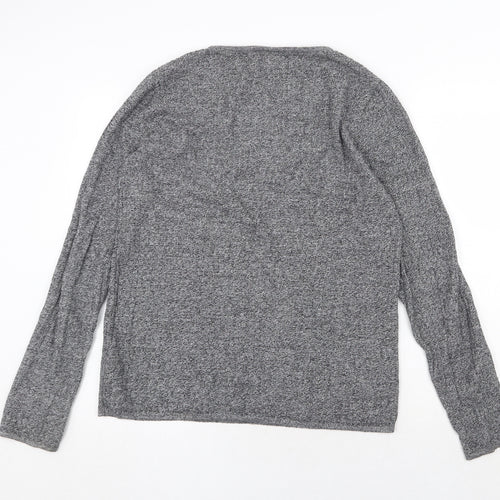 Topman Mens Grey Round Neck Geometric Cotton Pullover Jumper Size S Long Sleeve