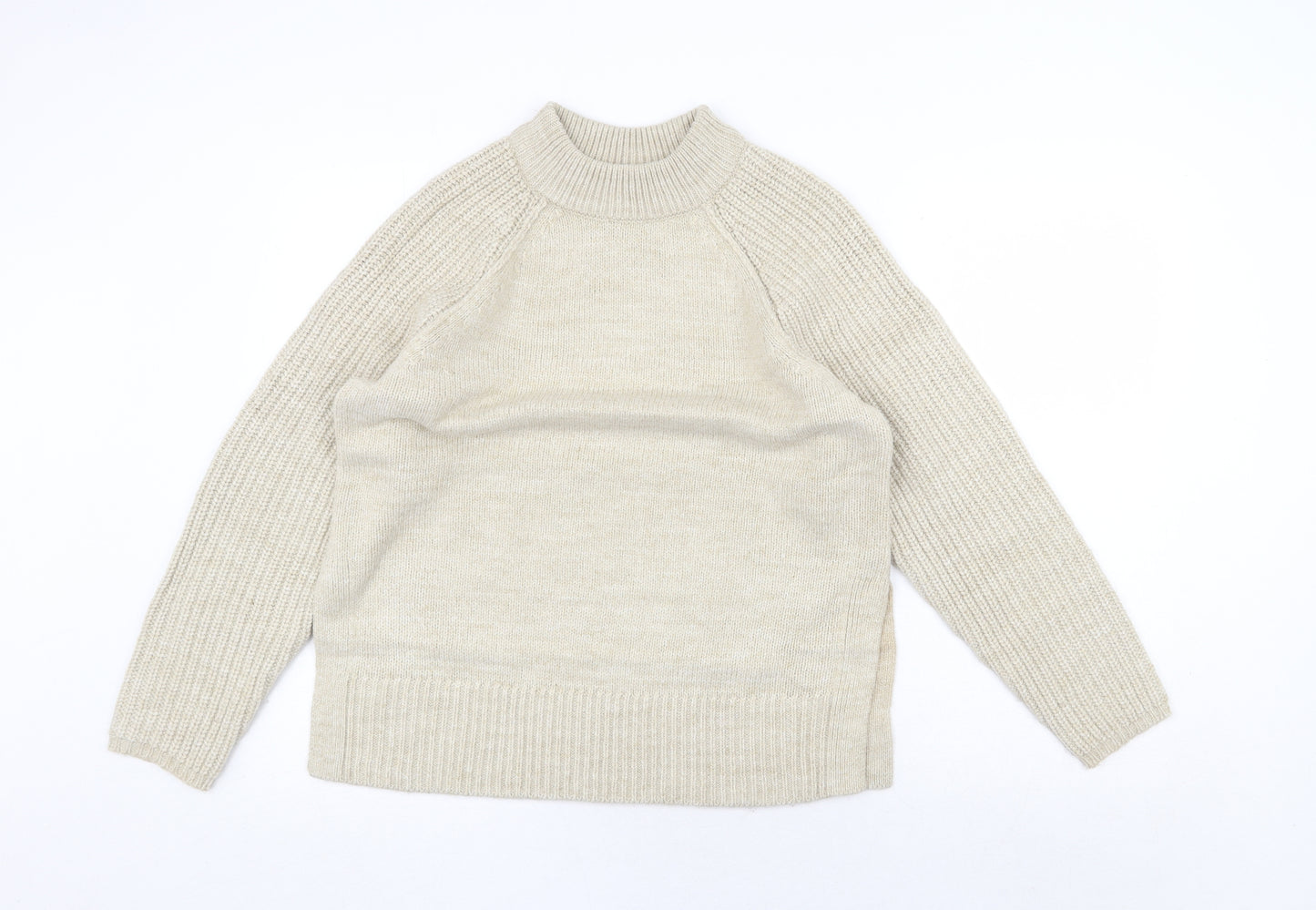 Marks and Spencer Womens Beige Mock Neck Acrylic Pullover Jumper Size S