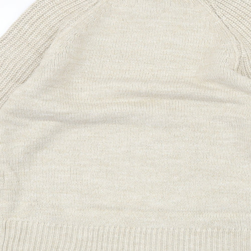 Marks and Spencer Womens Beige Mock Neck Acrylic Pullover Jumper Size S