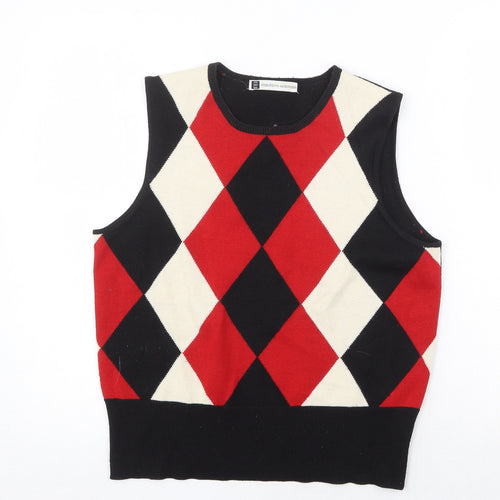 Modern Woman Womens Multicoloured Round Neck Argyle/Diamond Acrylic Pullover Jumper Size 14
