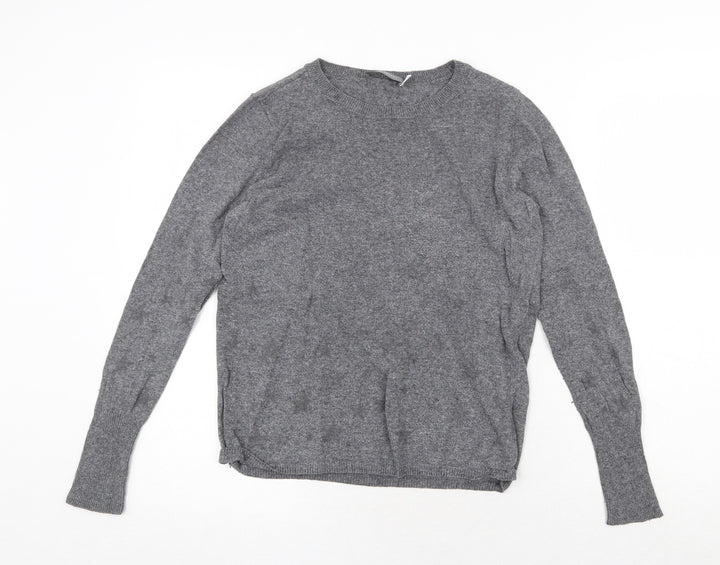 Mini Velvet Womens Grey Round Neck Cotton Pullover Jumper Size 8