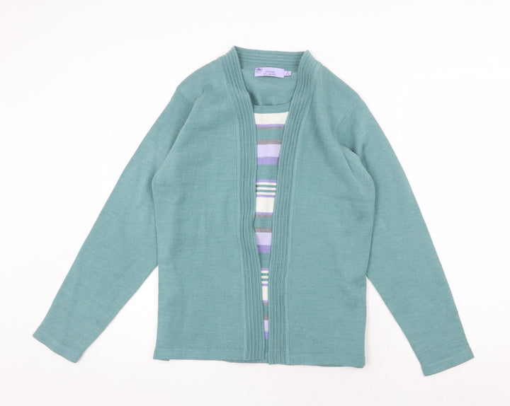 EWM Womens Green Round Neck Acrylic Cardigan Jumper Size S - Size 10-12 Twinset