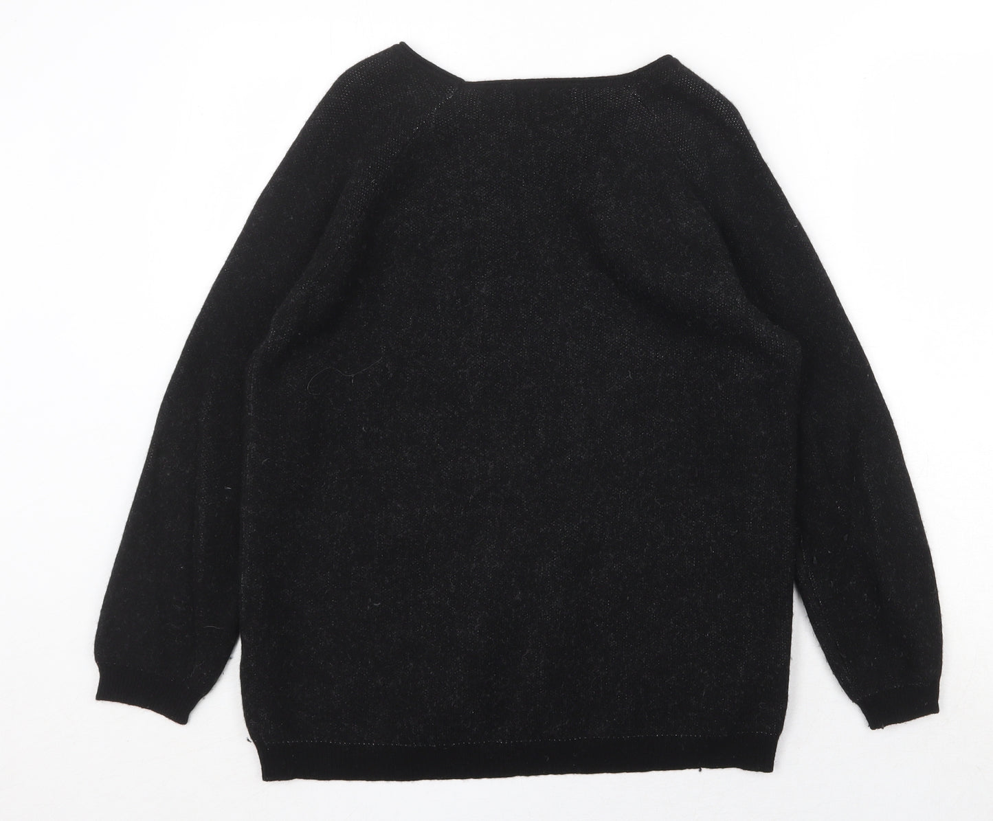 Bartolini Womens Black Round Neck Wool Pullover Jumper Size S - Star Pattern