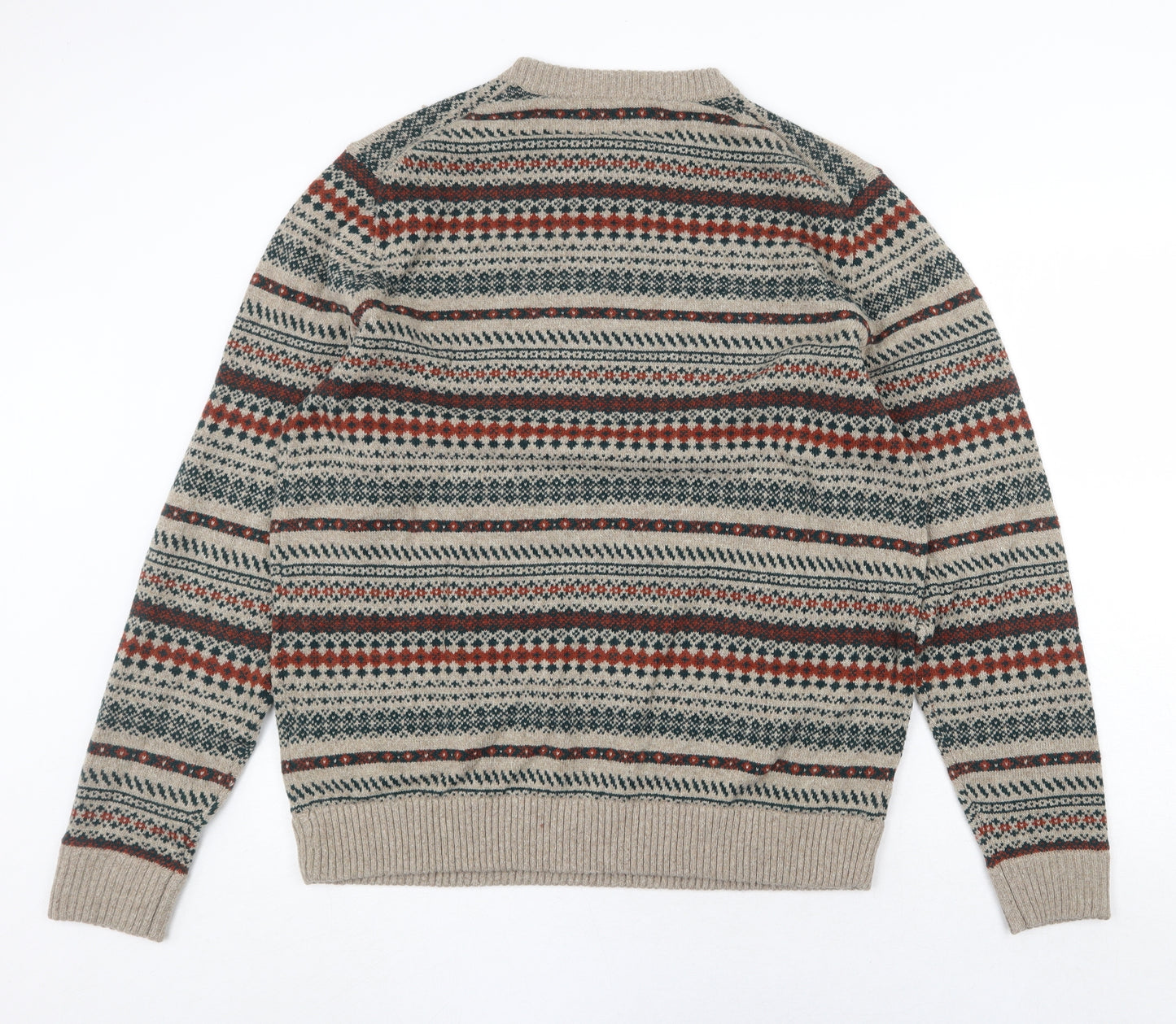 Marks and Spencer Mens Multicoloured Round Neck Geometric Polyamide Pullover Jumper Size XL Long Sleeve