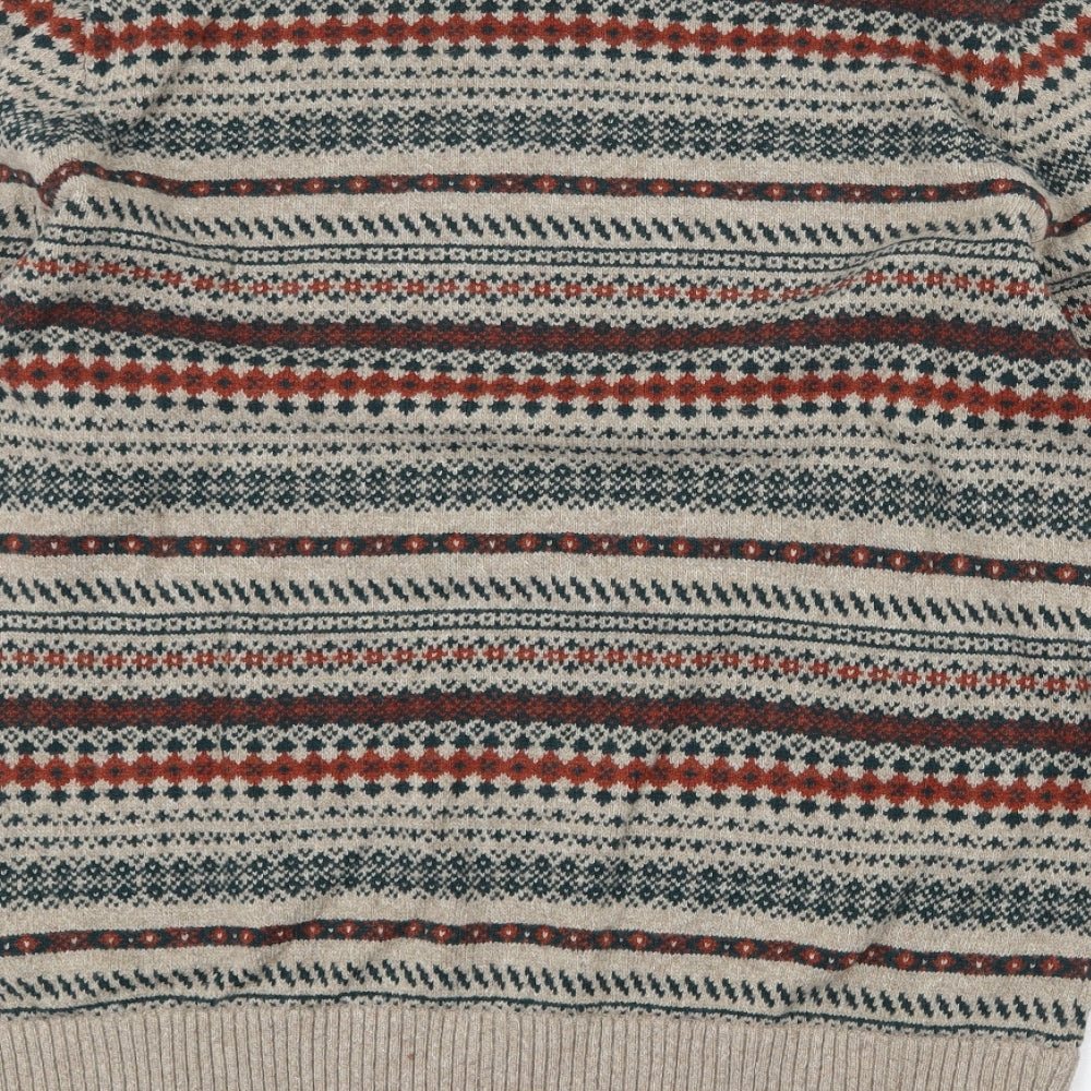 Marks and Spencer Mens Multicoloured Round Neck Geometric Polyamide Pullover Jumper Size XL Long Sleeve