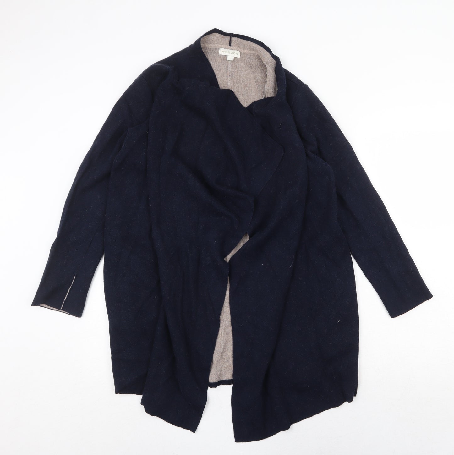 Monsoon Womens Blue V-Neck Cotton Cardigan Jumper Size L