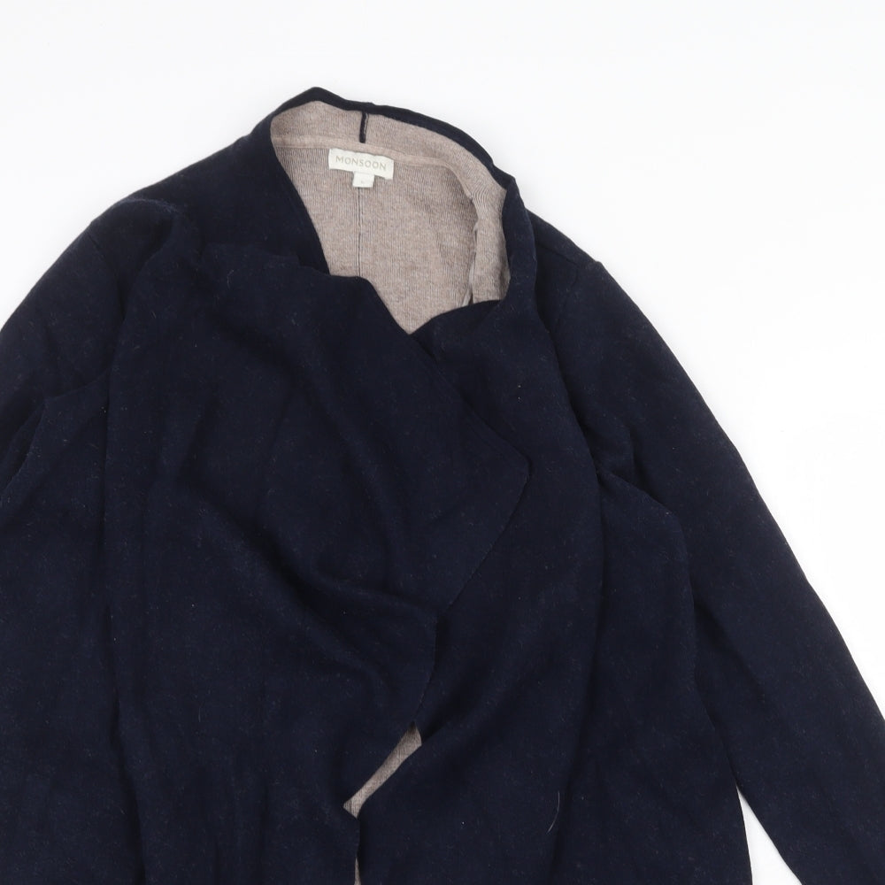 Monsoon Womens Blue V-Neck Cotton Cardigan Jumper Size L