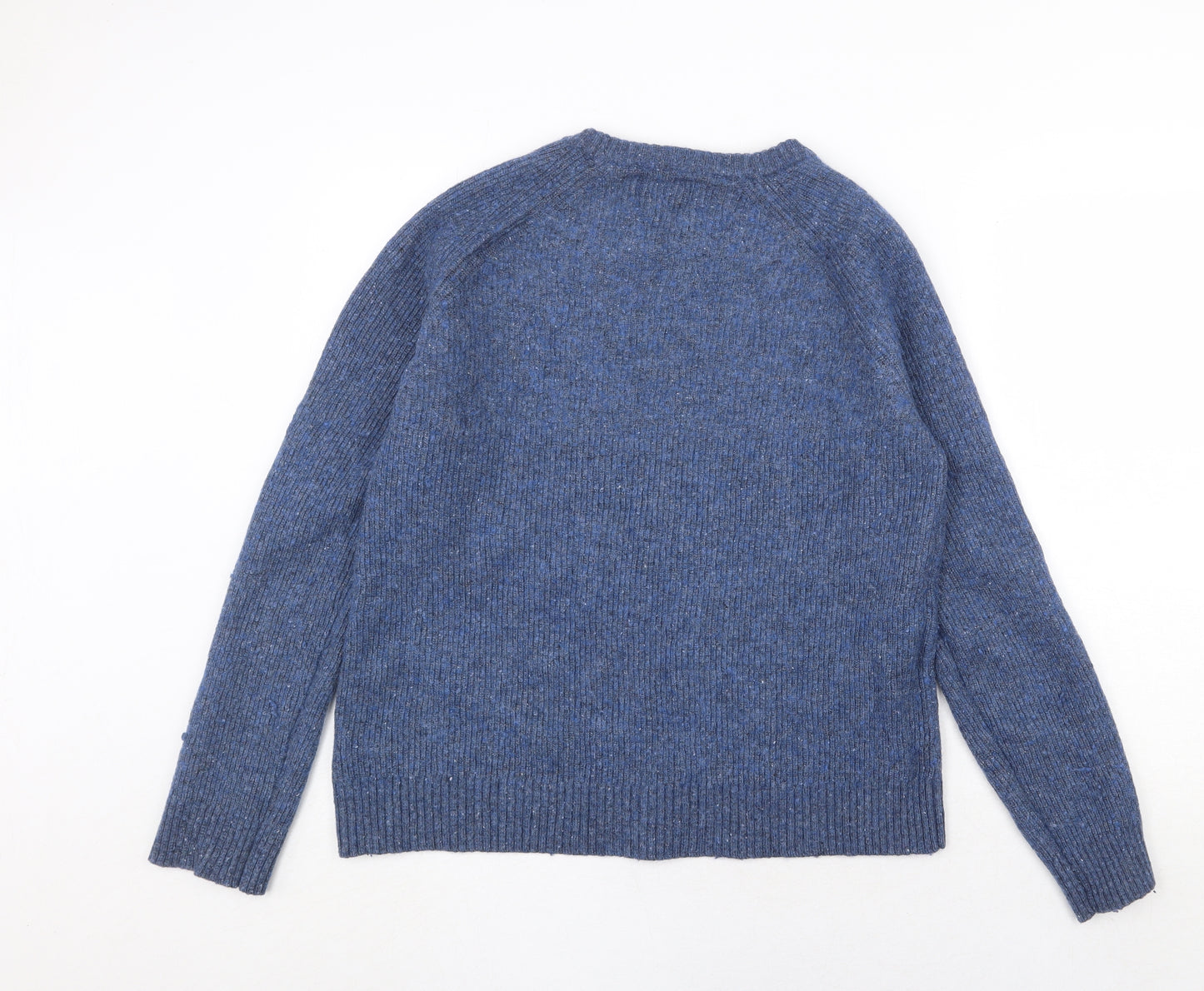 MANTARAY PRODUCTS Mens Blue Round Neck Wool Pullover Jumper Size L Long Sleeve