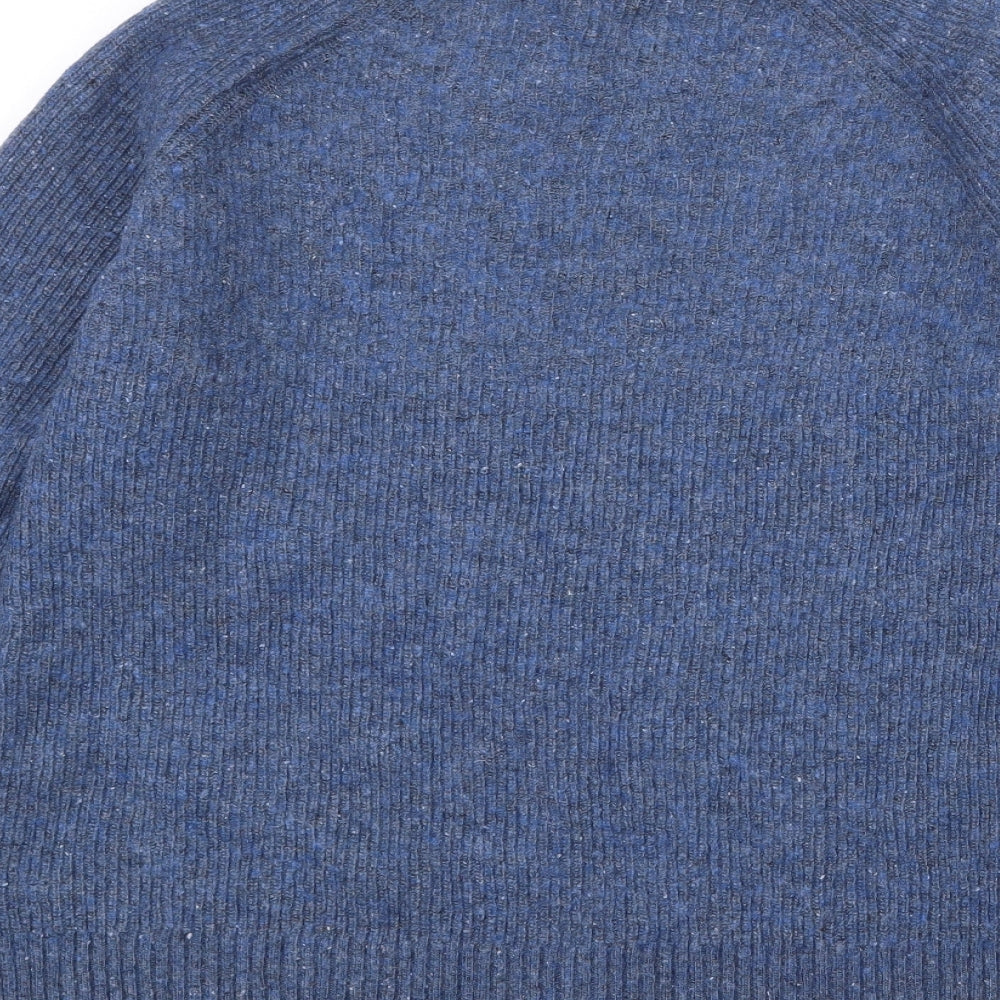 MANTARAY PRODUCTS Mens Blue Round Neck Wool Pullover Jumper Size L Long Sleeve