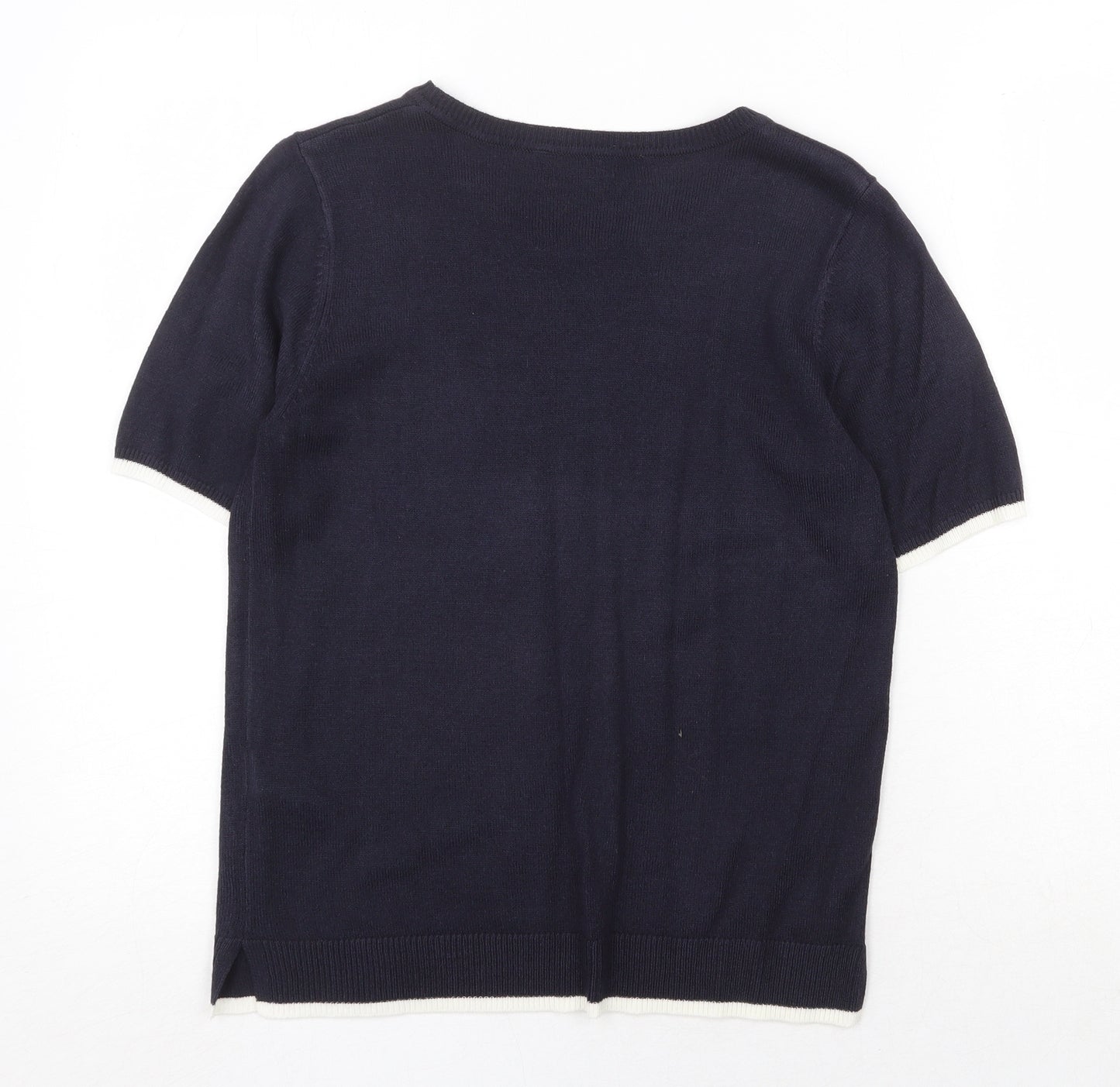 Bonmarché Womens Blue Acrylic Basic T-Shirt Size 10 Round Neck