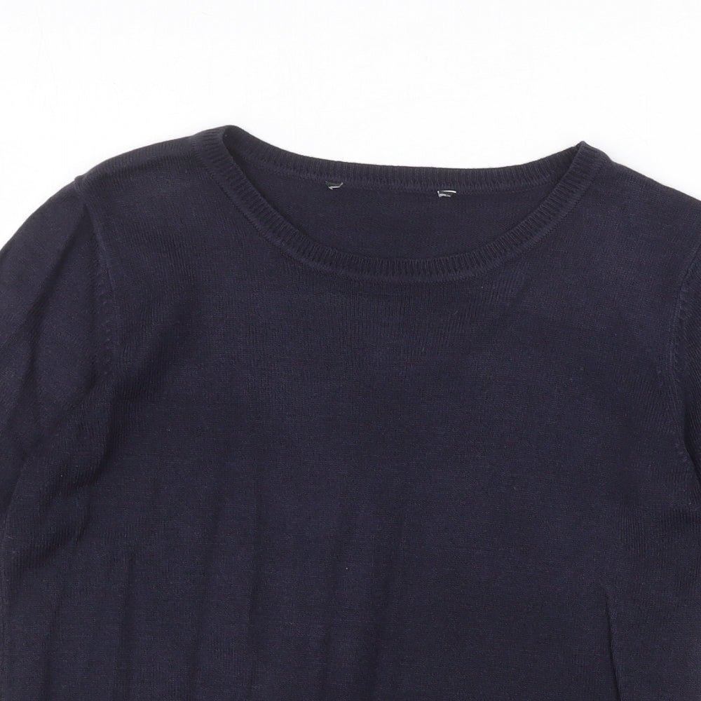 Bonmarché Womens Blue Acrylic Basic T-Shirt Size 10 Round Neck