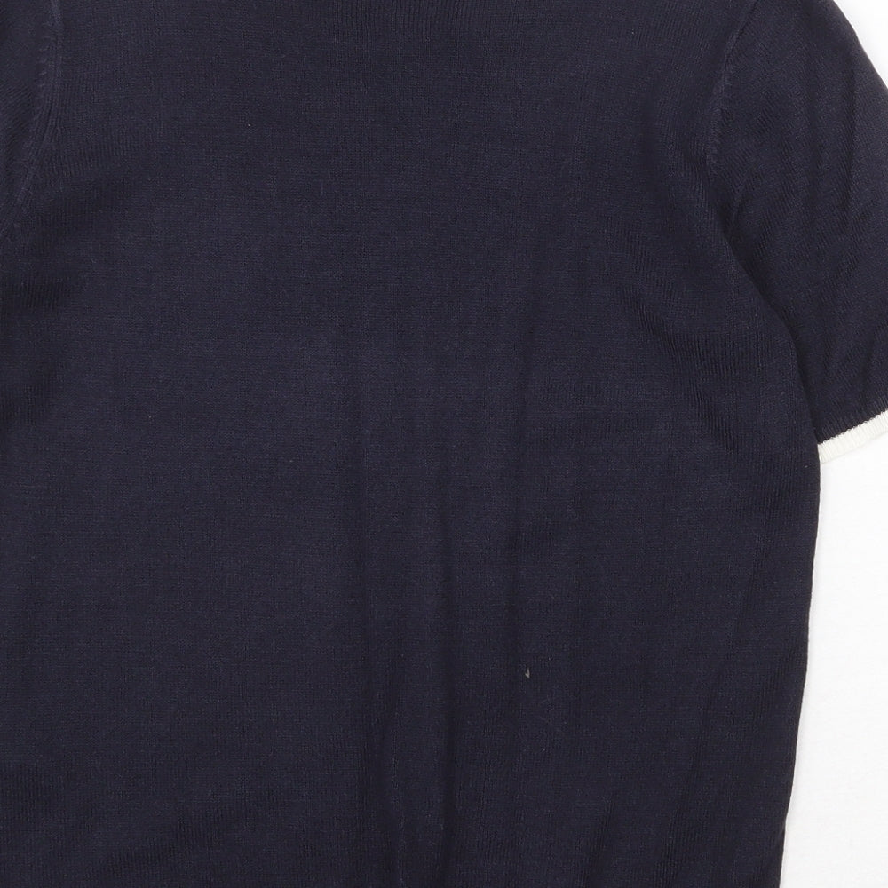 Bonmarché Womens Blue Acrylic Basic T-Shirt Size 10 Round Neck