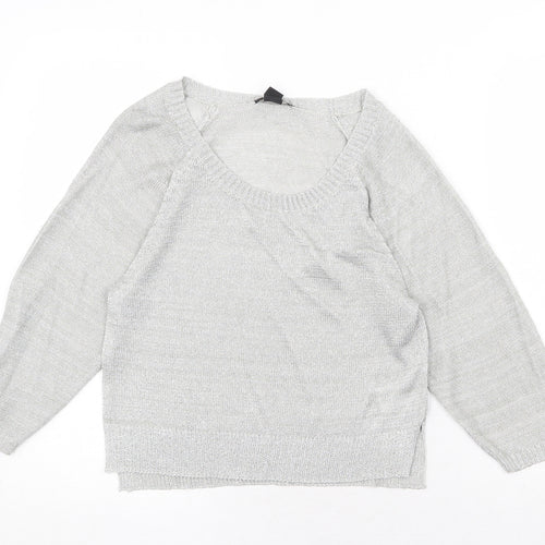 H&M Womens Silver Scoop Neck Viscose Pullover Jumper Size XS
