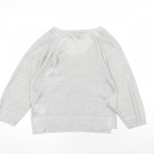 H&M Womens Silver Scoop Neck Viscose Pullover Jumper Size XS