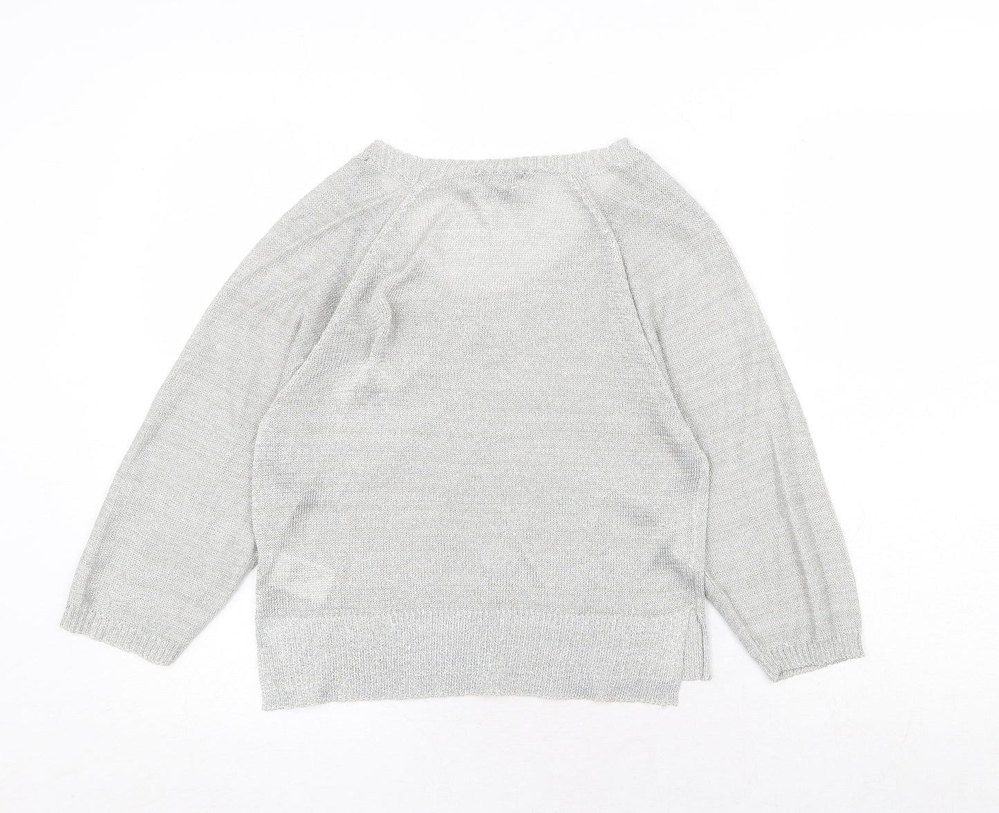 H&M Womens Silver Scoop Neck Viscose Pullover Jumper Size XS