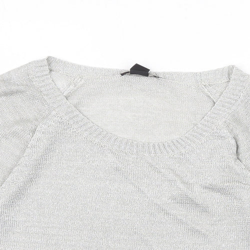 H&M Womens Silver Scoop Neck Viscose Pullover Jumper Size XS