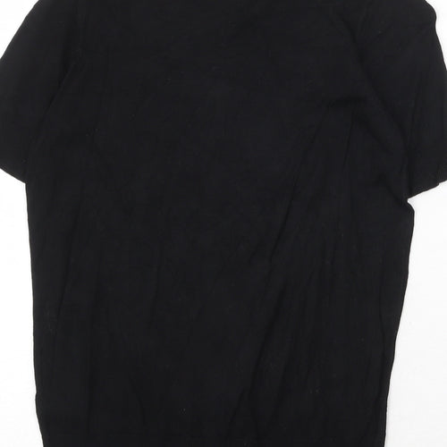 Marks and Spencer Womens Black Herringbone Viscose Basic T-Shirt Size 6 Round Neck