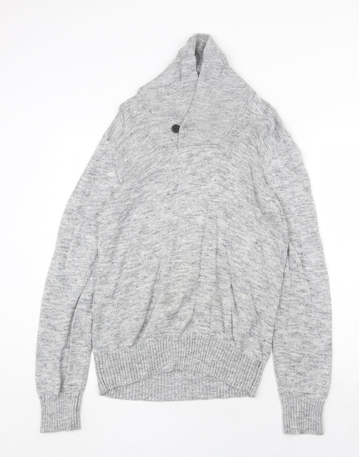 H&M Womens Grey High Neck Cotton Pullover Jumper Size S