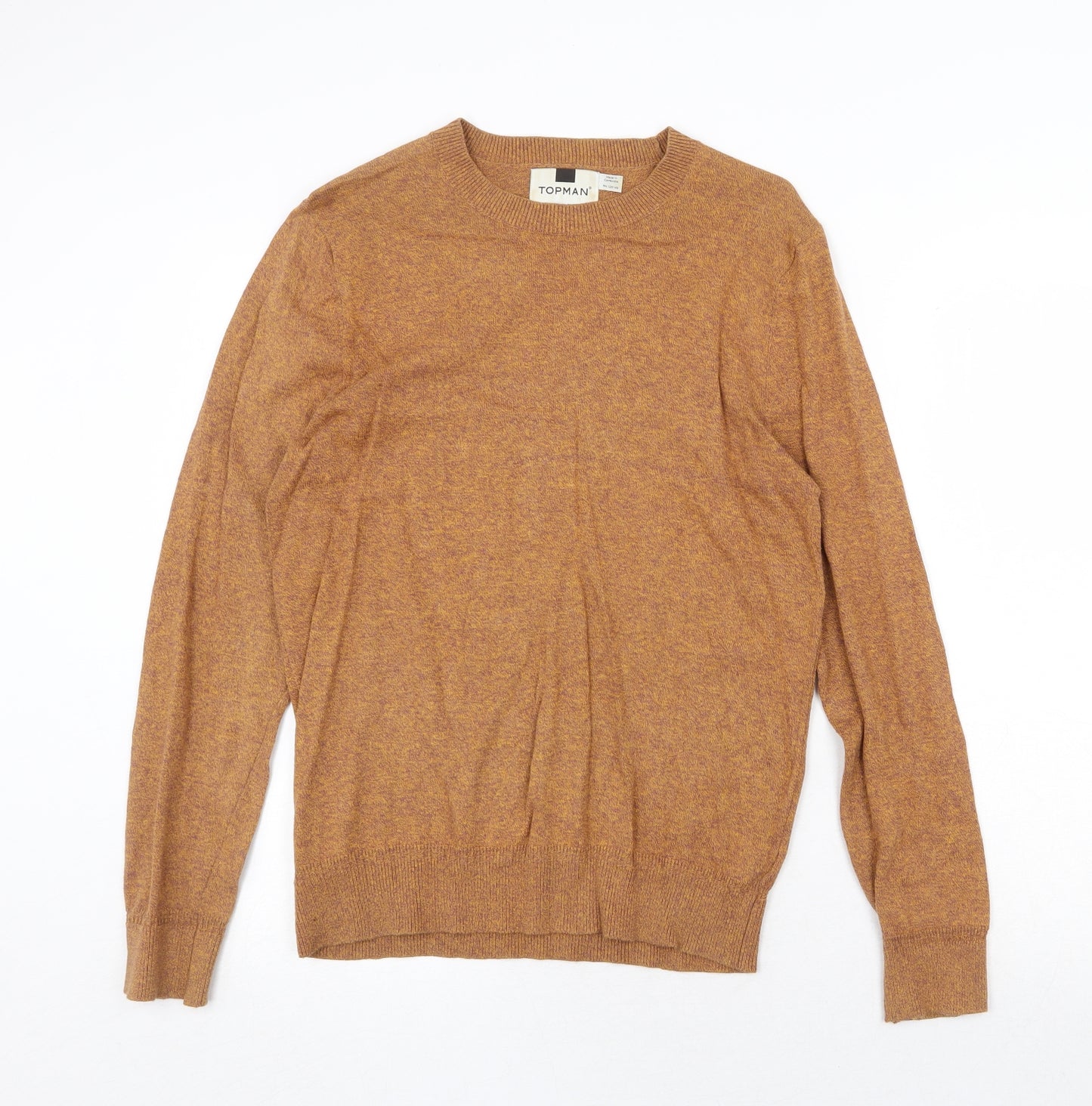 H&M Mens Orange Round Neck Acrylic Pullover Jumper Size S Long Sleeve