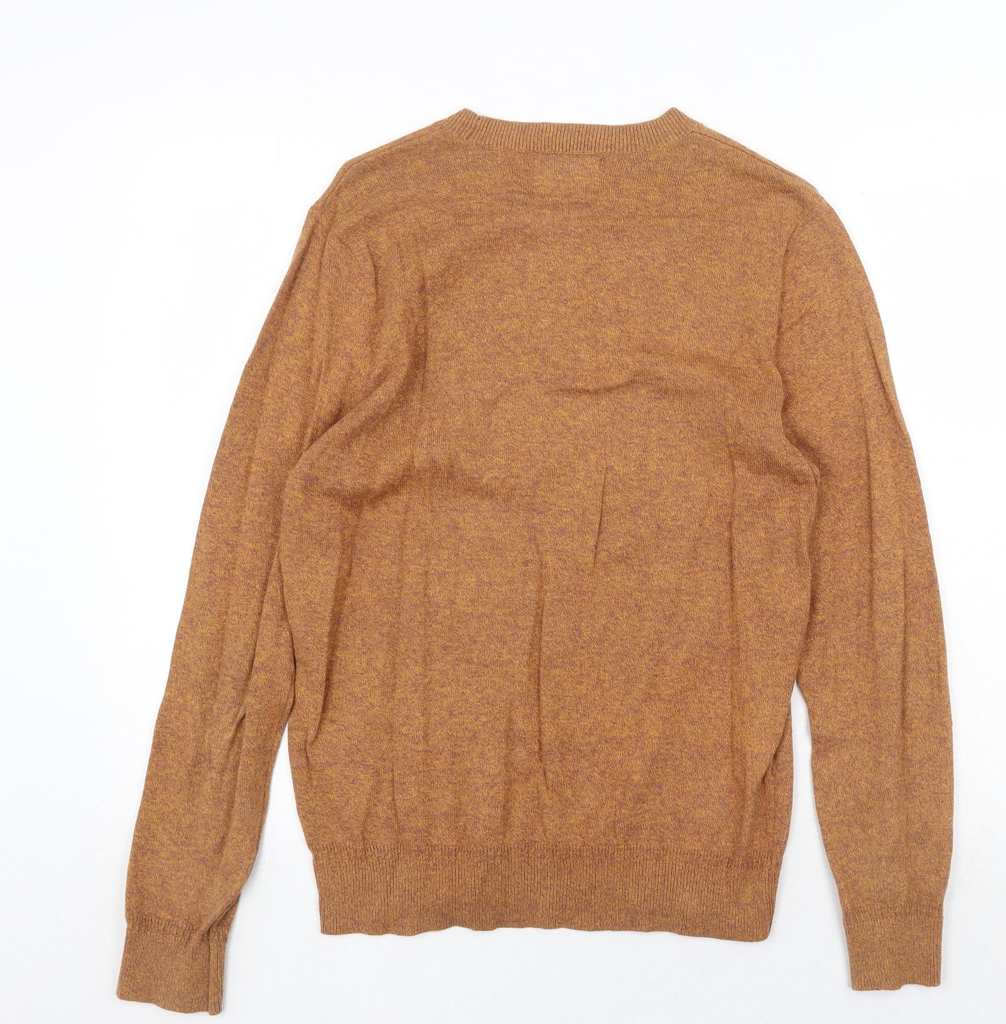 H&M Mens Orange Round Neck Acrylic Pullover Jumper Size S Long Sleeve