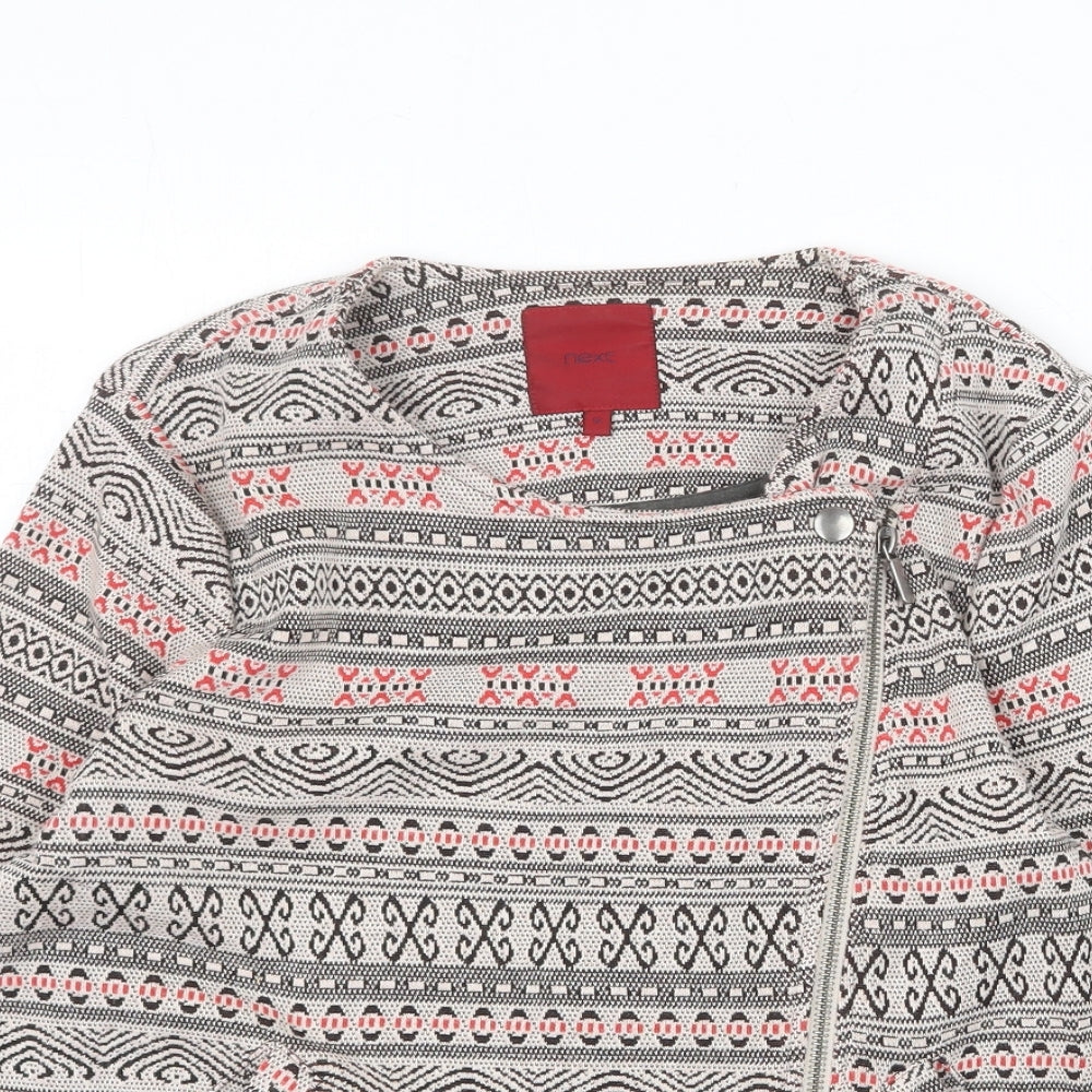 NEXT Womens Multicoloured Geometric Biker Jacket Size 12 Zip