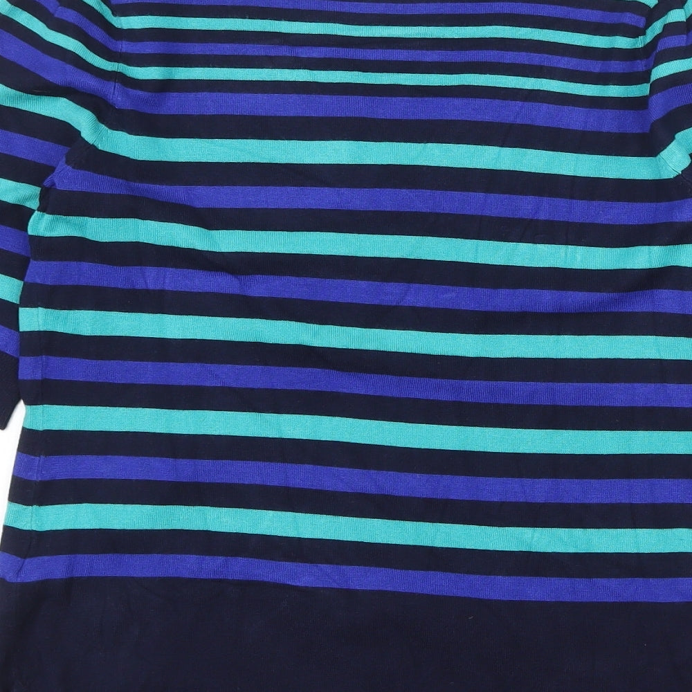 Planet Womens Multicoloured V-Neck Striped Viscose Pullover Jumper Size S