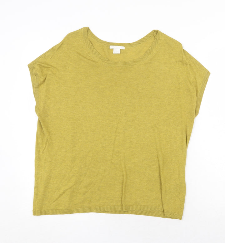 H&M Womens Yellow Round Neck Acrylic Pullover Jumper Size L
