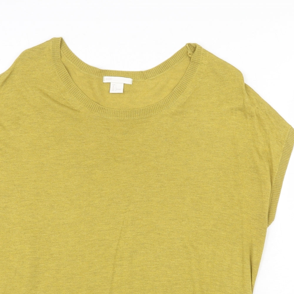 H&M Womens Yellow Round Neck Acrylic Pullover Jumper Size L