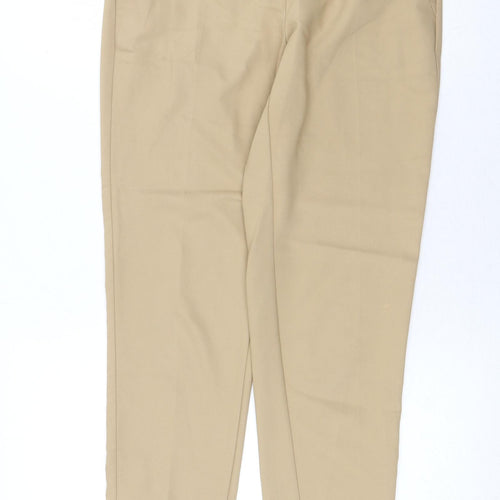 River Island Womens Beige Cotton Chino Trousers Size 8 Regular Zip