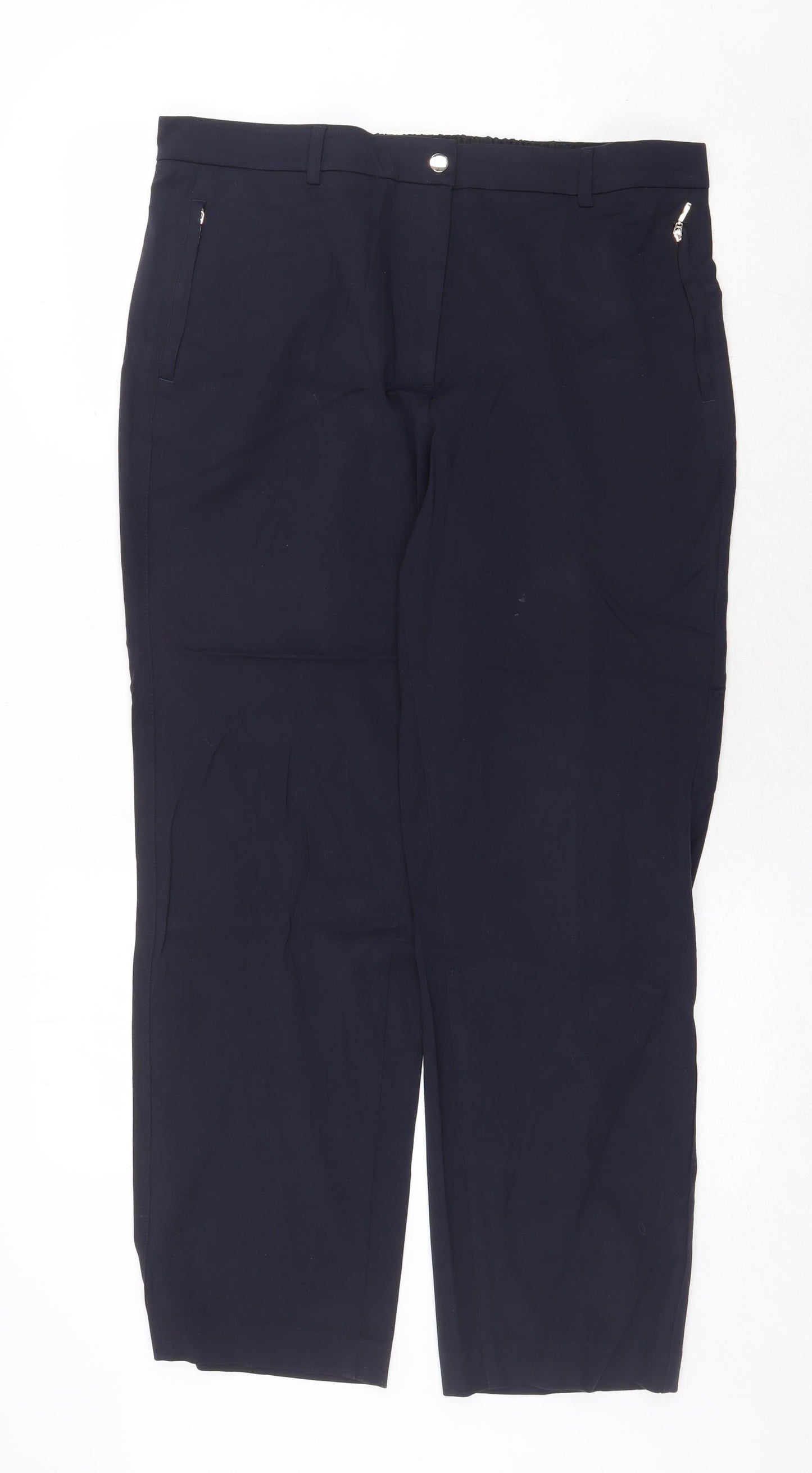 Marks and Spencer Womens Blue Viscose Trousers Size 16 Regular Zip