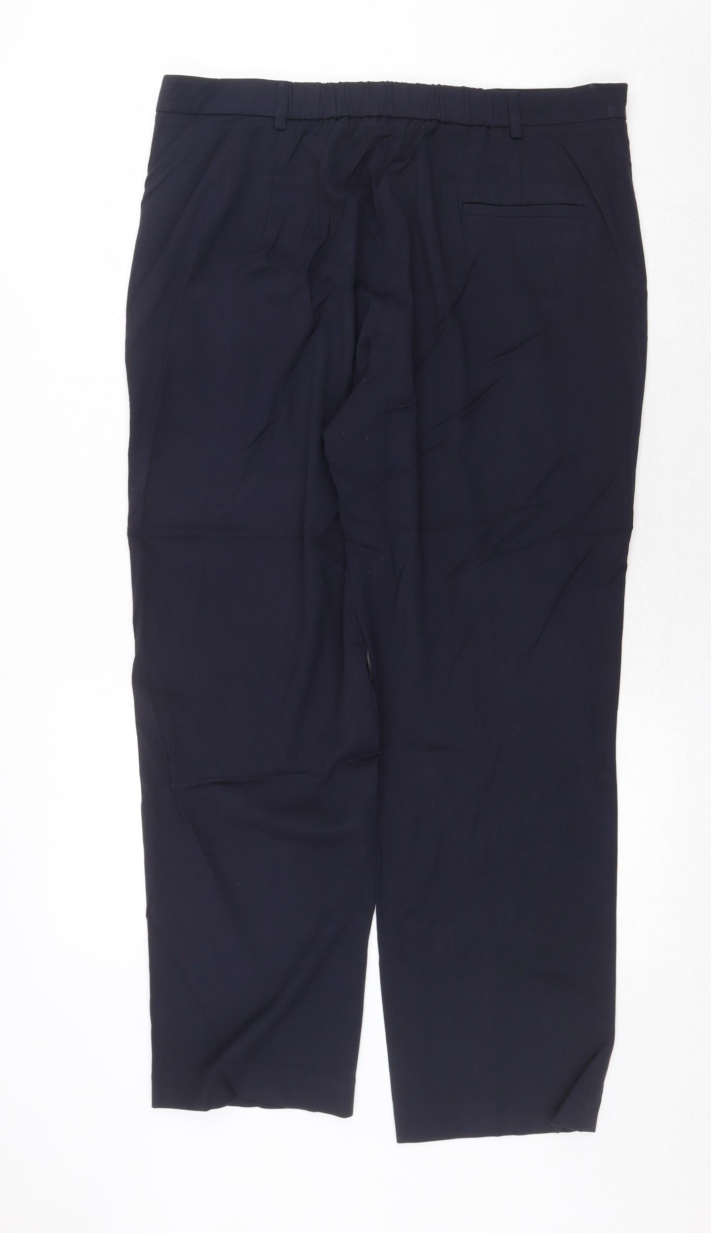 Marks and Spencer Womens Blue Viscose Trousers Size 16 Regular Zip