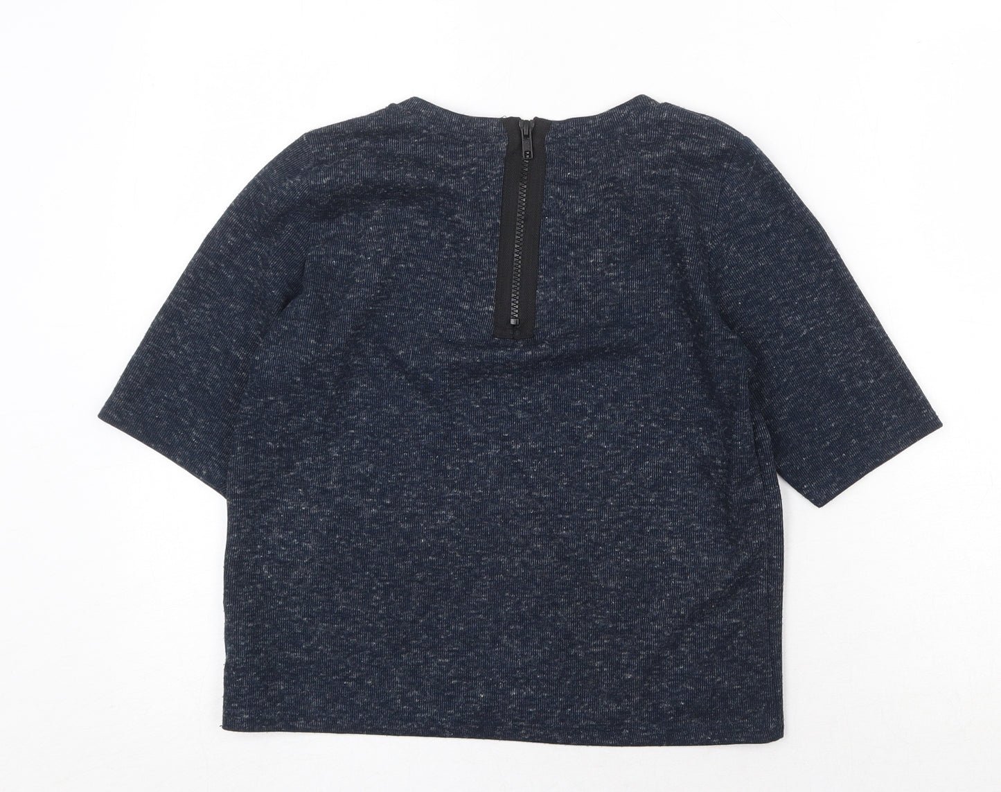 Topshop Womens Blue Polyester Basic T-Shirt Size 6 Round Neck