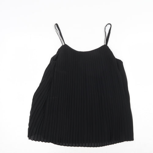 Quiz Womens Black Polyester Basic Tank Size 6 Round Neck
